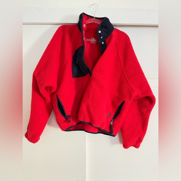 Free People Hit the Slopes Red/Navy Colorblock Pullover S - Picture 2 of 4